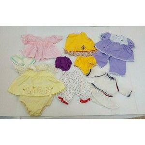 Vtg Doll Clothes Lot Outfits Clothing 2 Piece Pajamas Booties
